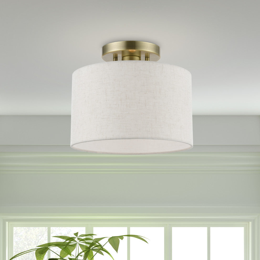 Blossom 1 Light Antique Brass Small Semi-Flush