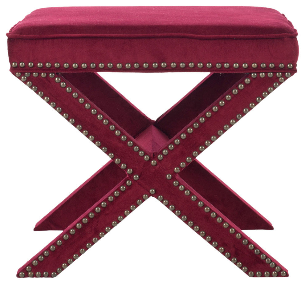 Safavieh Palmer Ottoman, Red Velvet