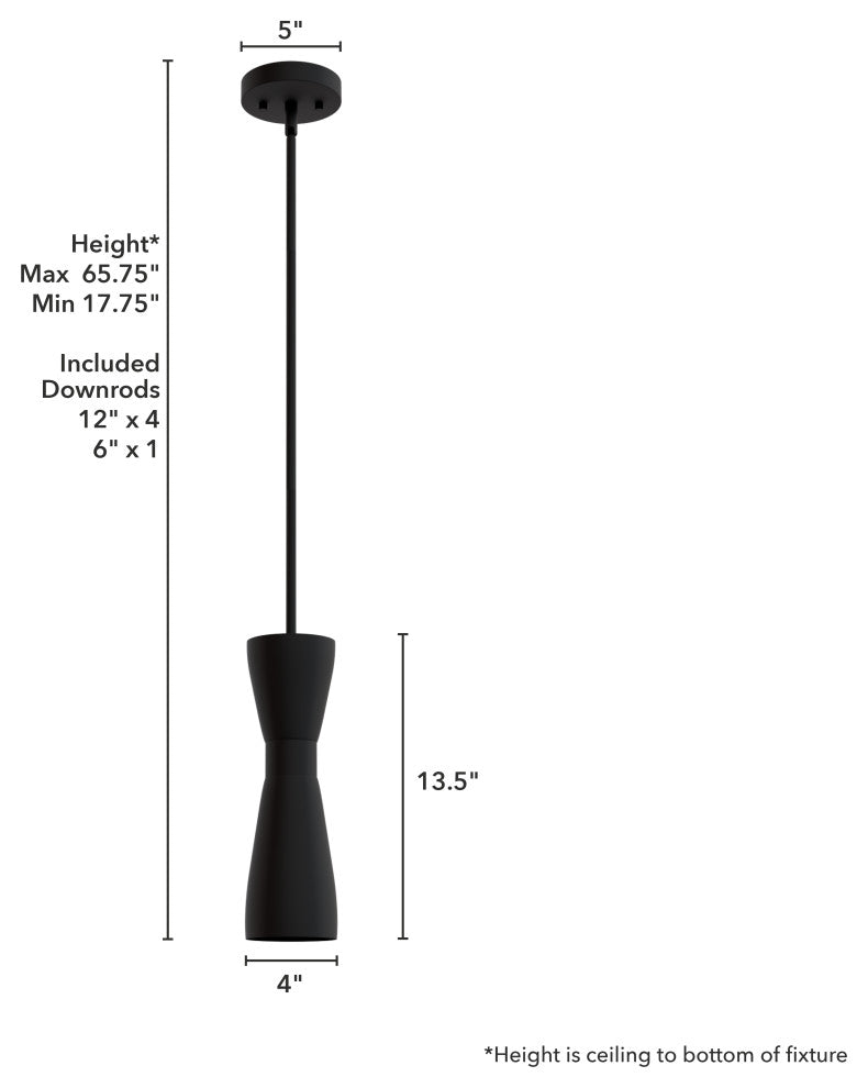Zola Flat Matte Black 1 Light Pendant