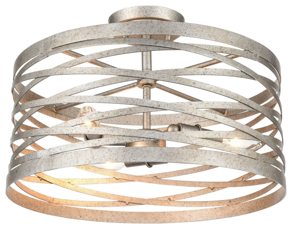 3 Light 16" Antique Nickel Semi-Flush