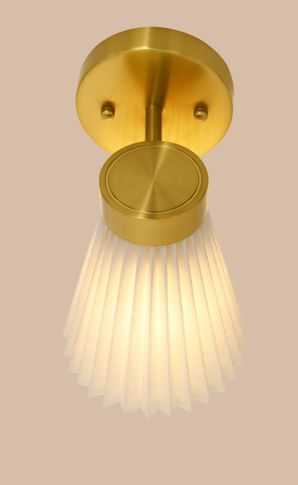 Beacon Lighting Amore Pleated Wall Bracket, Brass With White Linen Shade, 1 Light