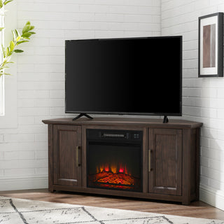 Camden 48" Corner TV Stand With Fireplace, Dark Walnut