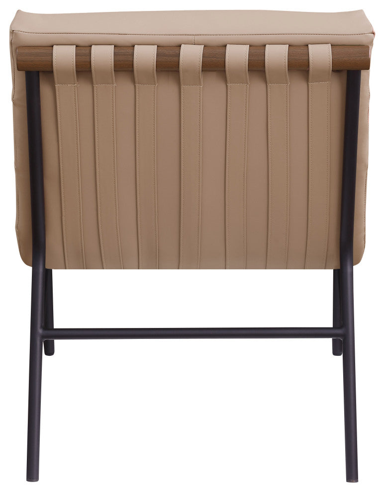 Burke Upholstered Accent Chair, Tan, Vegan Leather, Walnut
