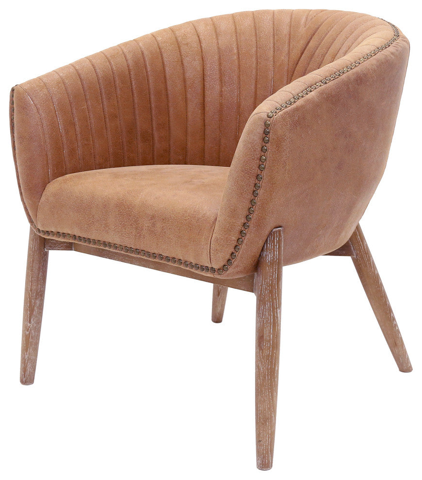 Kuma Brown Leather Chair With Nailheads