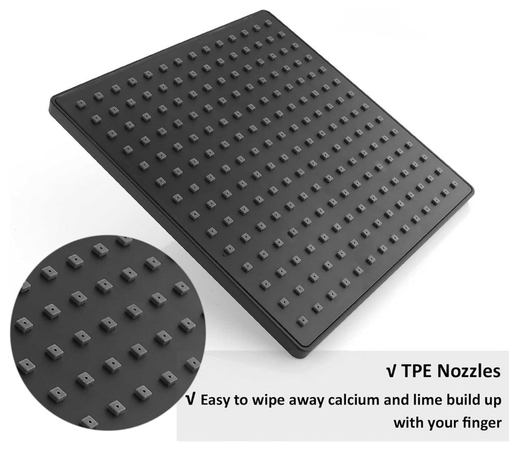 CASAINC 9" Wall Mounted Square Shower System Set Single Handle, Matte Black