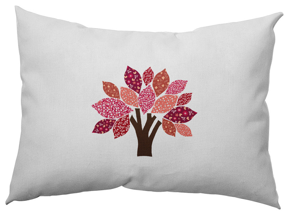 Printed Quilt Tree Accent Pillow, Fuschia, 14"x20"