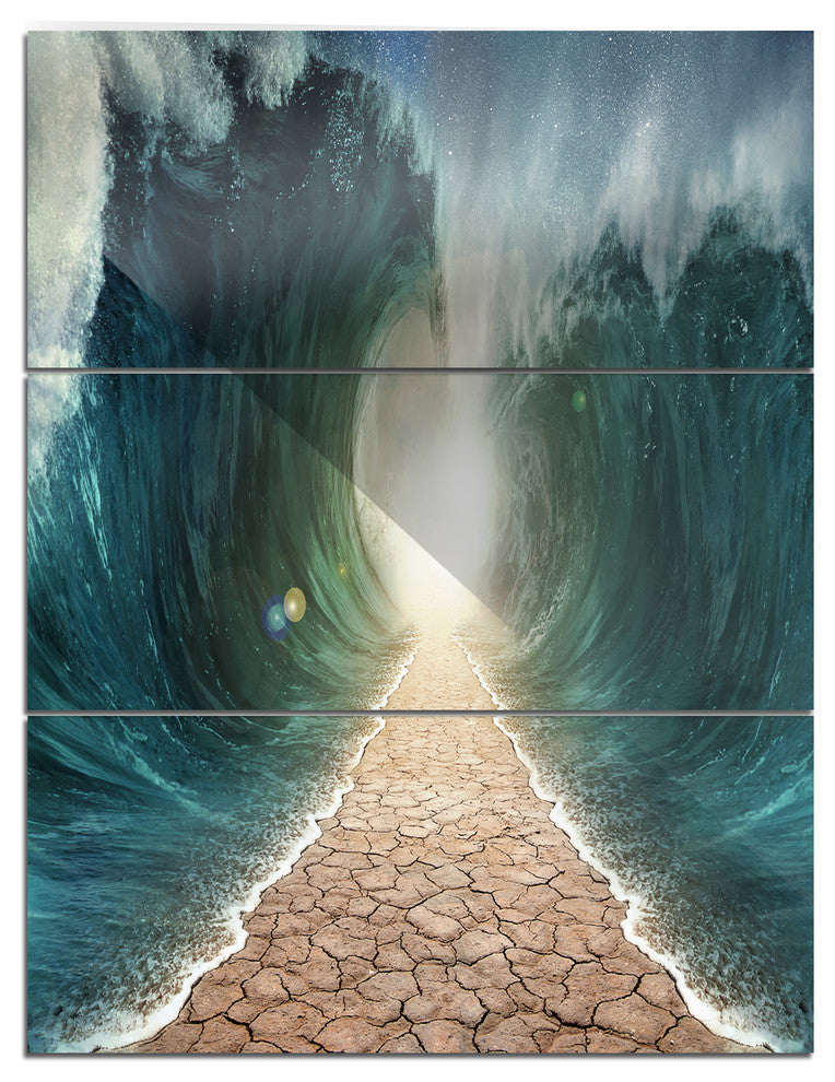 "Pathway Through the Parted Seas" Metal Wall Art, 3 Panels, 28"x36"
