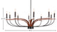 Monterey Uplight 10-Light Chandelier, Matte Black & Painted Wood-look