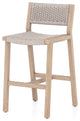 Delano Outdoor Stool Washed Brown, Fsc, Thick Grey Rope, Counter