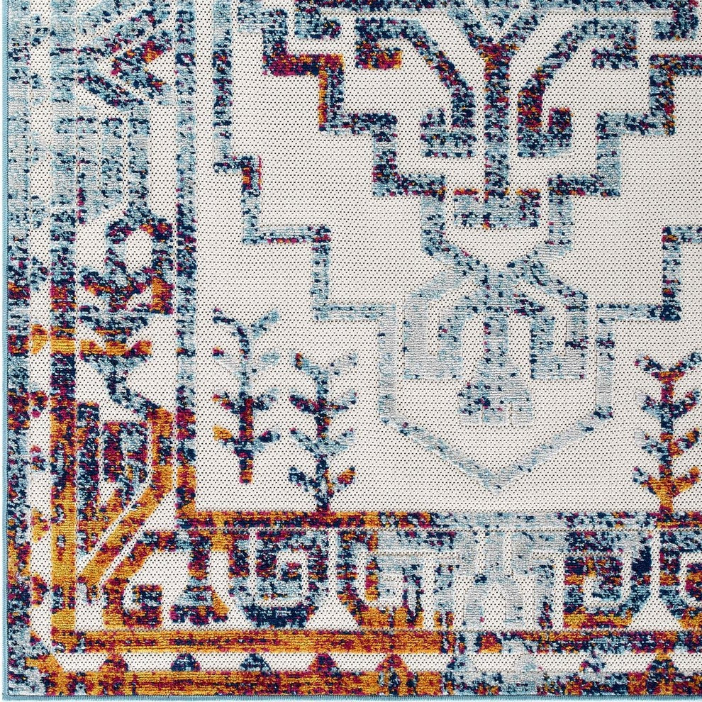 Geometric Southwestern Aztec 8x10 Indoor and Outdoor Area Rug