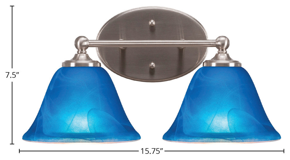 Capri 2-Light Bath Bar, Brushed Nickel/Blue Italian