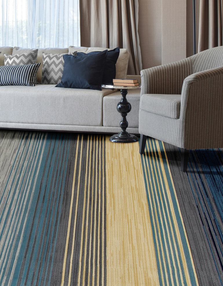 Bastille Heathered Stripe Blue 5'3"x7'7" Oval Area Rug
