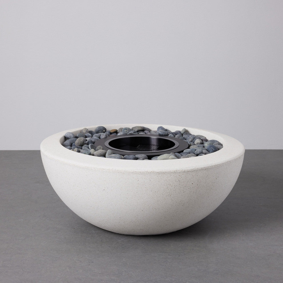 Hestia 30" Round Ethanol Fire Pit, White