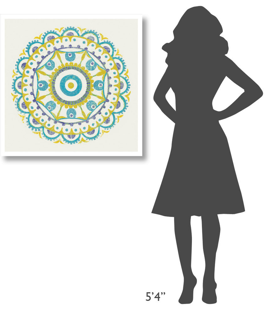 "Lakai Circle VI Blue and Yellow" Paper Print by Kathrine Lovell, 32"x32"