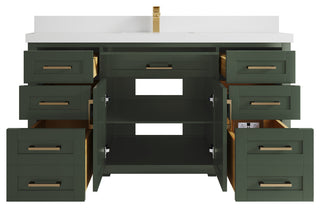 Cambridge 60 Single Bathroom Vanity in Pewter Green 2" White Quartz