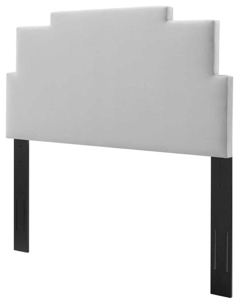 Headboard, Twin Size, Velvet, Light Gray, Modern Contemporary, Bedroom