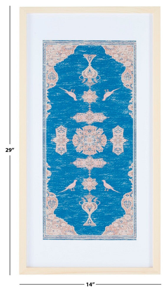 Safavieh Chartrelle 29" Blue/Pink Framed Textile Wall Art