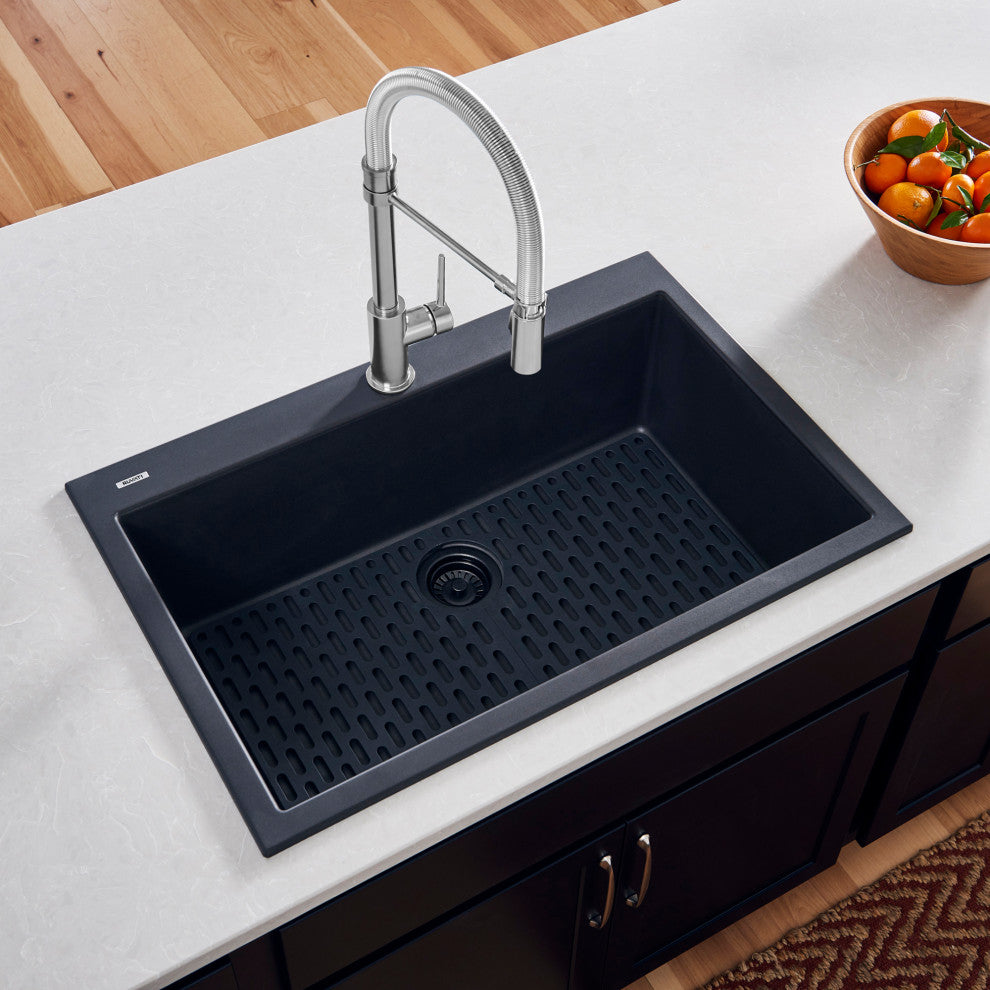 30-inch inch Dual-Mount Granite Composite Sink - Midnight Black - RVG1030BK