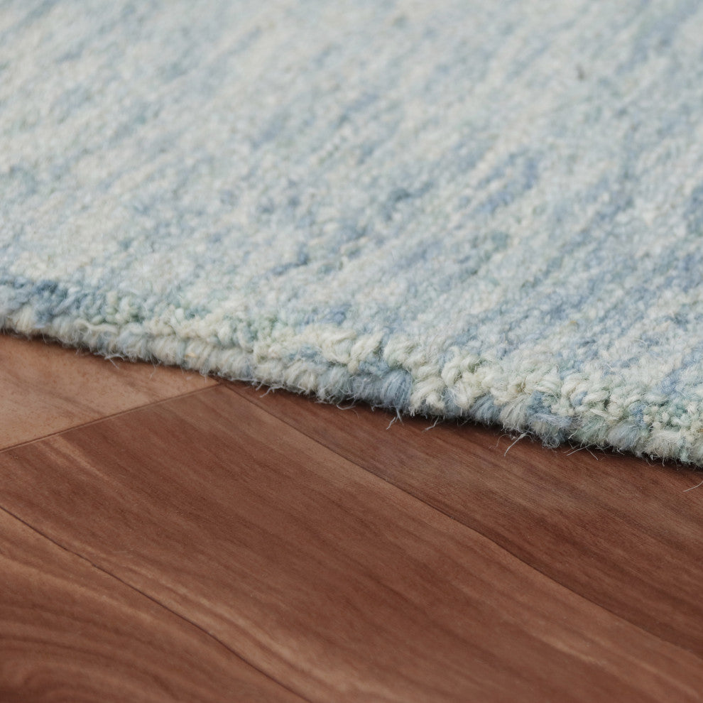 Estelle Modern Blue Abstract Hand-Tufted Wool Area Rug, 9' X 12'