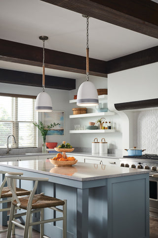 Hinkley Lighting 3364 Nash 10"W Mini Pendant - Heirloom Brass / Navy Stripe