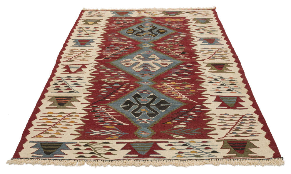 New Handwoven Turkish Kilim Rug 3' 11" x 5' 7", 47 in. x 67 in.