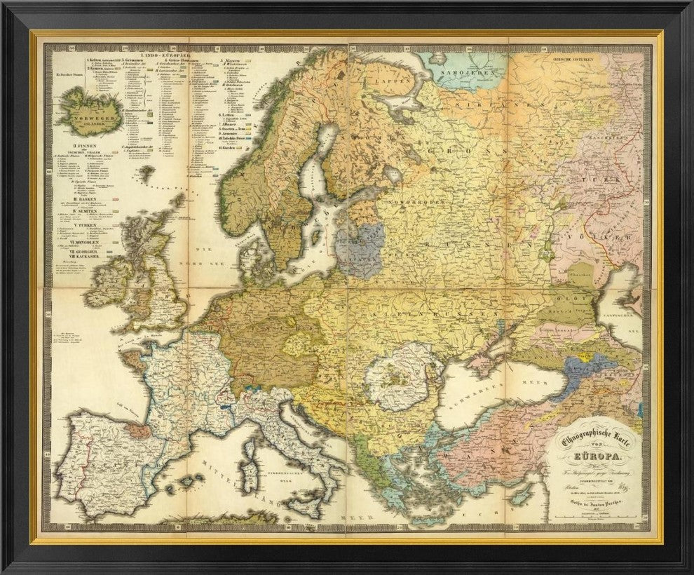"Ethnographische Karte von Europa, 1847"  by Heinrich Berghaus, 40x33"