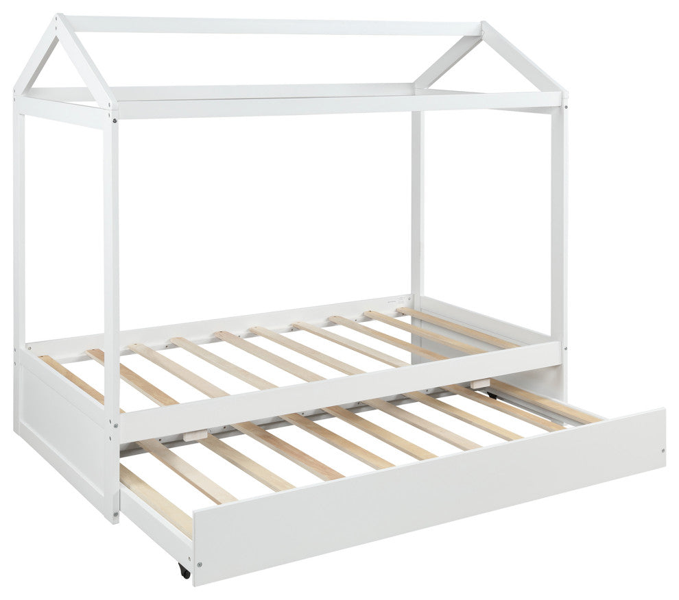 Gewnee House Bed with Trundle, can be Decorated in White