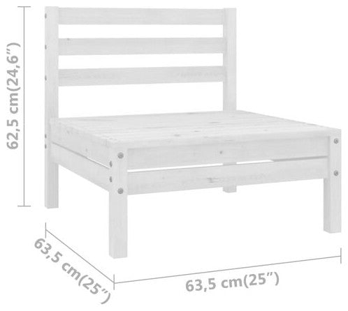 vidaXL 4x Solid Pinewood Patio Middle Sofas White Wooden Seating Furniture