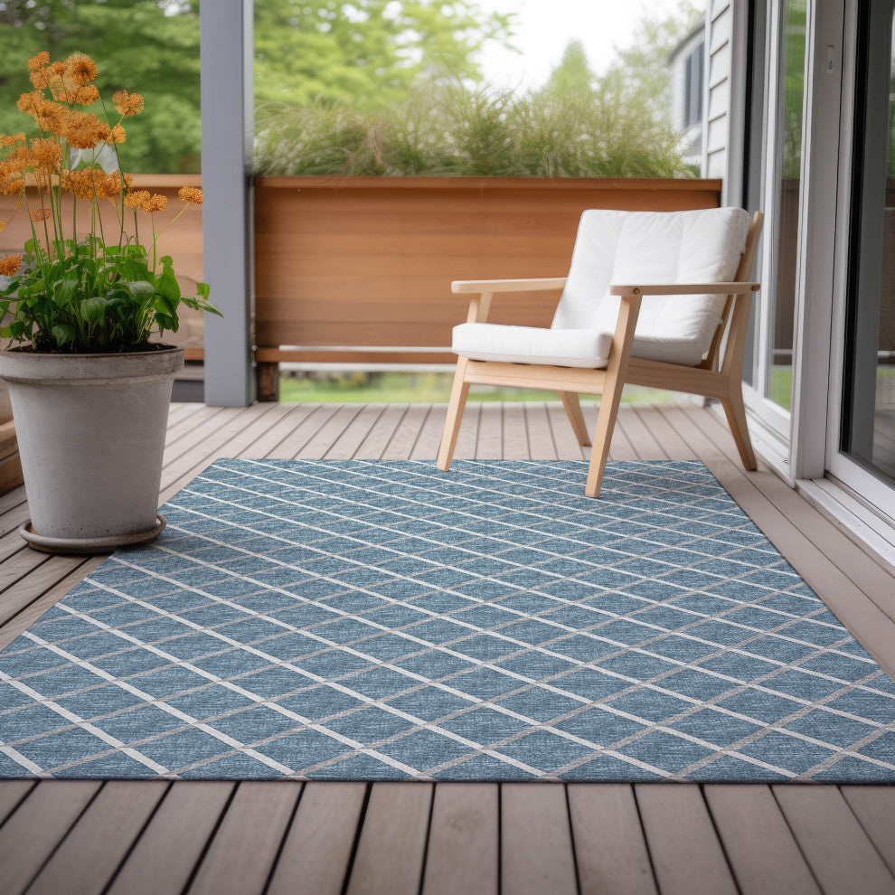 Indoor/Outdoor York YO1 Sky Blue Machine Washable 5' x 7'6" Rug