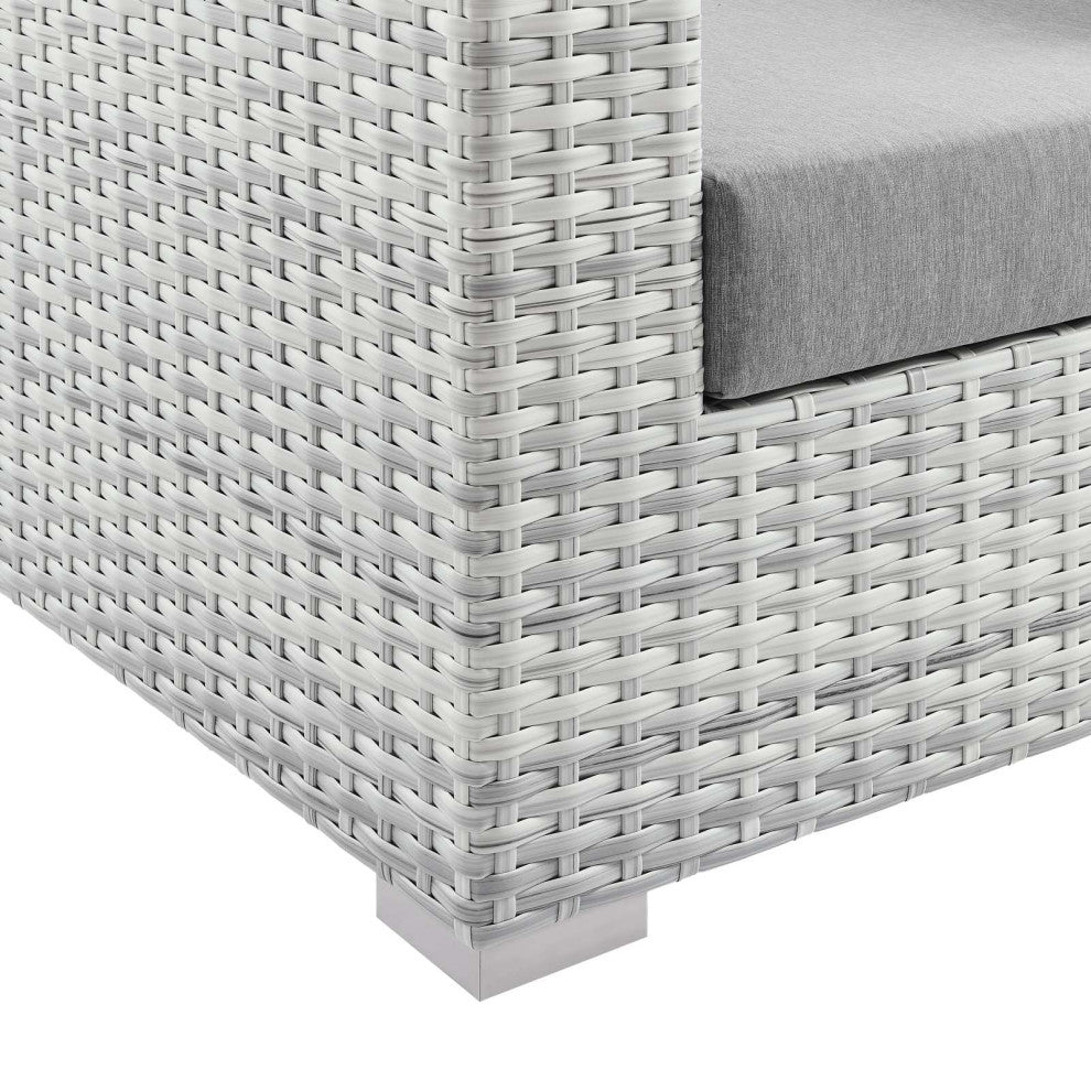 Lounge Loveseat Sofa, Rattan, Wicker, Gray, Modern, Outdoor Patio Bistro