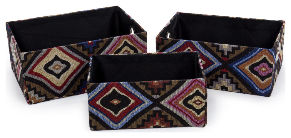 Stylish Fabric Home Storage Baskets, 3-Piece Set, Multicolor