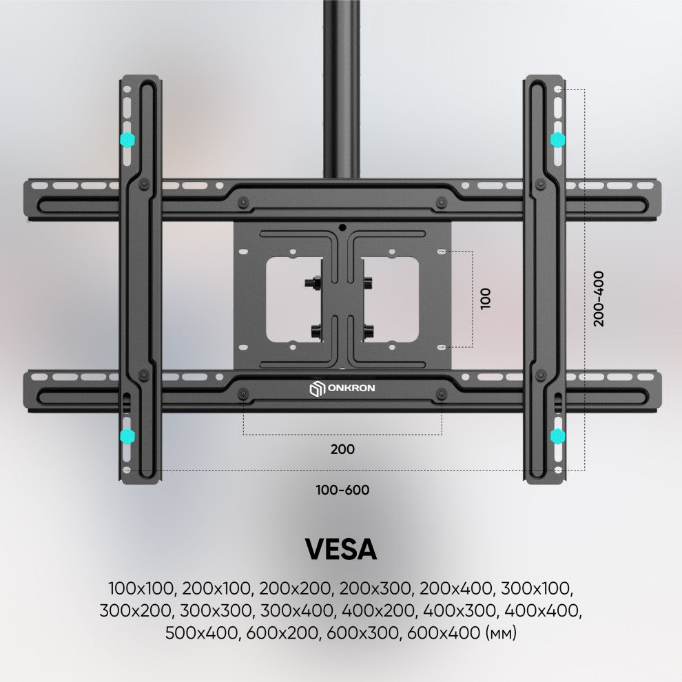 ONKRON Ceiling TV Mount Hanging TV Bracket for 32'' - 70'' up to 150 lbs, Black