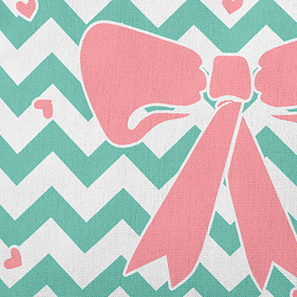 Chevron Bow Decorative Throw Pillow, Spring Green, 16"x16"