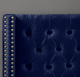 Barolo Velvet Upholstered Bed, Navy, King
