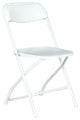 Traditional Folding Chair, Plastic Seat With Drain Holes & Open Backrest, White