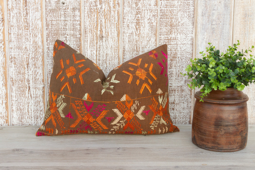 Chavi Antique Indian Folk Lumbar Pillow