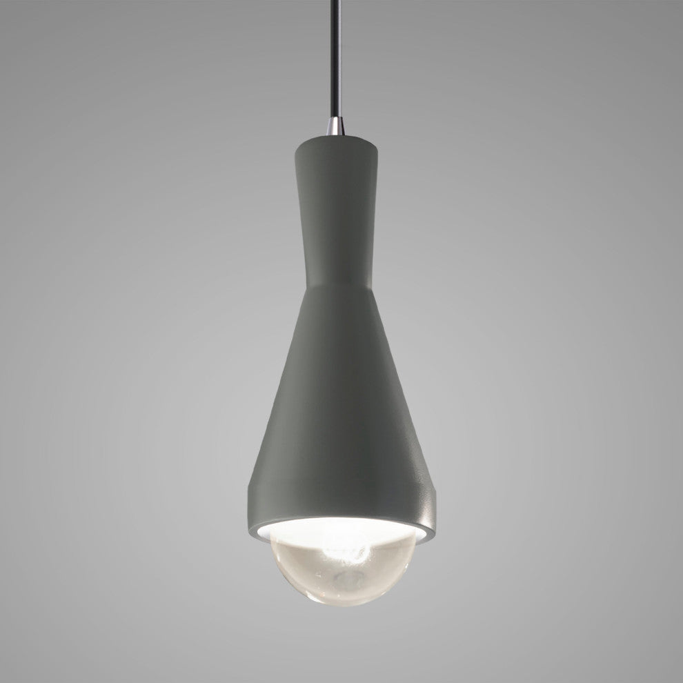 Erlen Pendant, Pewter Green, Polished Chrome, Black Cord, Incandescent
