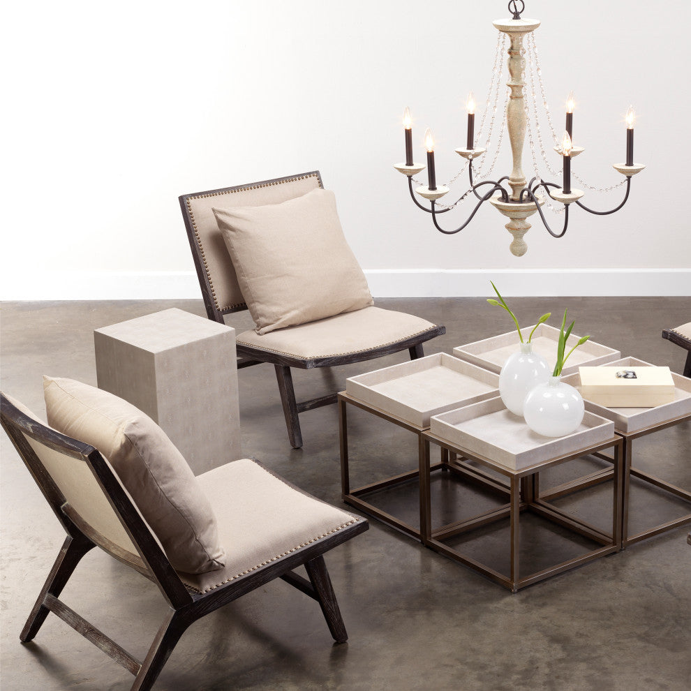 Elegant Faux Shagreen Square Block Accent Table Ivory Cube Contemporary Pedestal