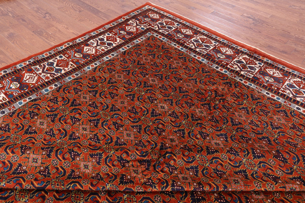 15' 8" X 25' 5" Fine Persian Bijar Handmade Wool On Wool Rug Q9443