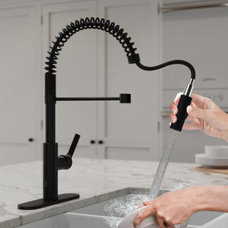 Touchless Pull-Down Faucet With Fan Sprayer, Matte Black