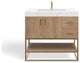Bahia Bath Vanity, Oak, 36", Brushed Gold Hardware, Single, Freestanding