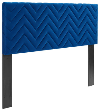 Mercy Chevron Tufted Performance Velvet Twin Headboard, Navy