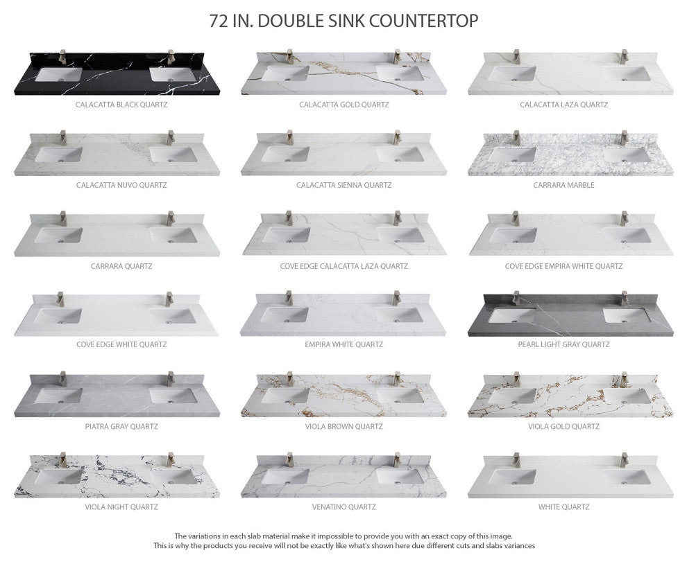 Atlanta Oak 72" Double Sink Bath Vanity, White 2" Carrara Quartz