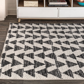 Aisha Moroccan Triangle Geometric Area Rug, Cream/Black, 2 Ft. X 20 Ft.