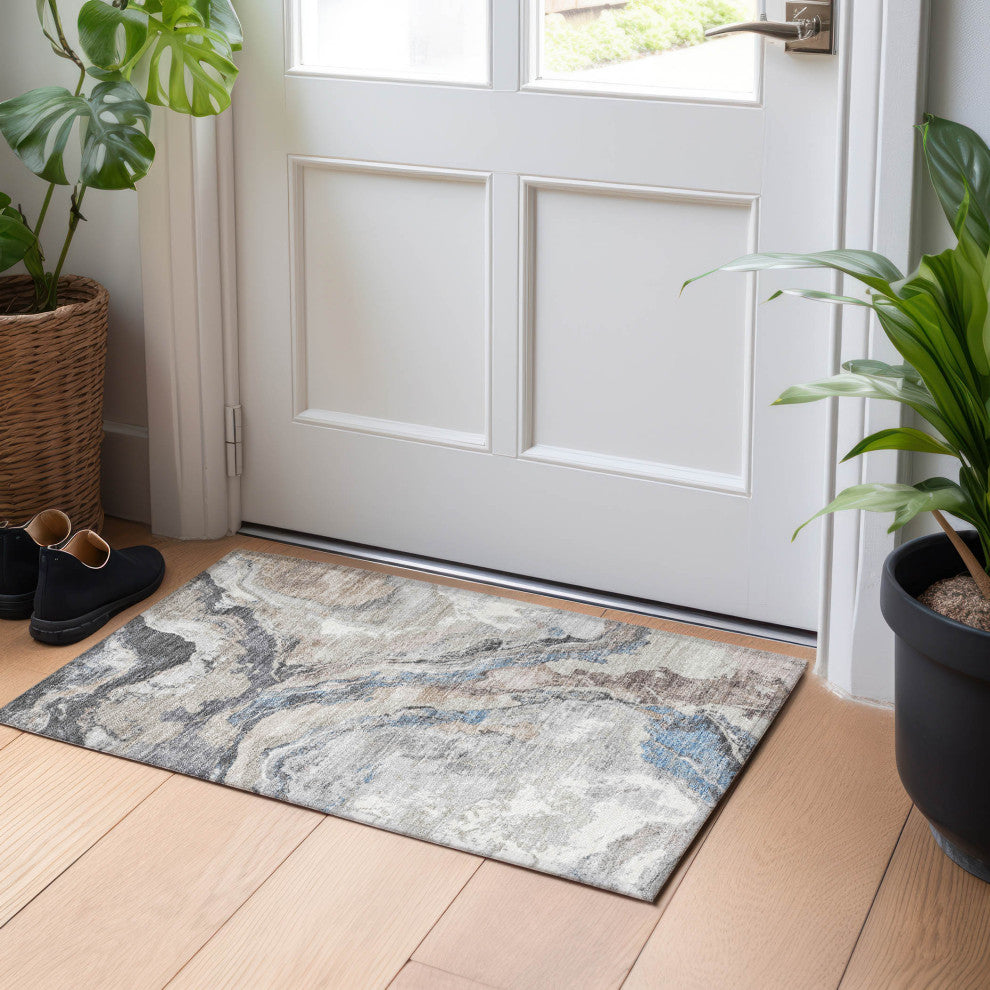Machine Washable Indoor/Outdoor Chantille ACN1908 Taupe 1'8" x 2'6" Rug