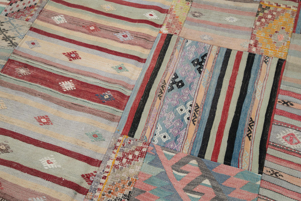 Rug N Carpet - Handmade Anatolian 6' 8'' x 9' 11'' Unique Patchwork Kilim Rug