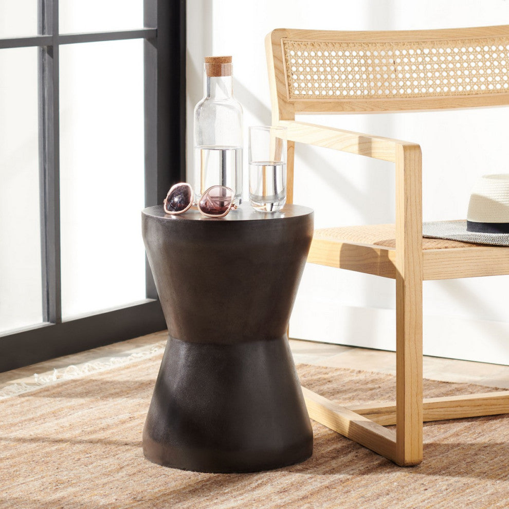 Safavieh Outdoor Torre Concrete Accent Stool Black