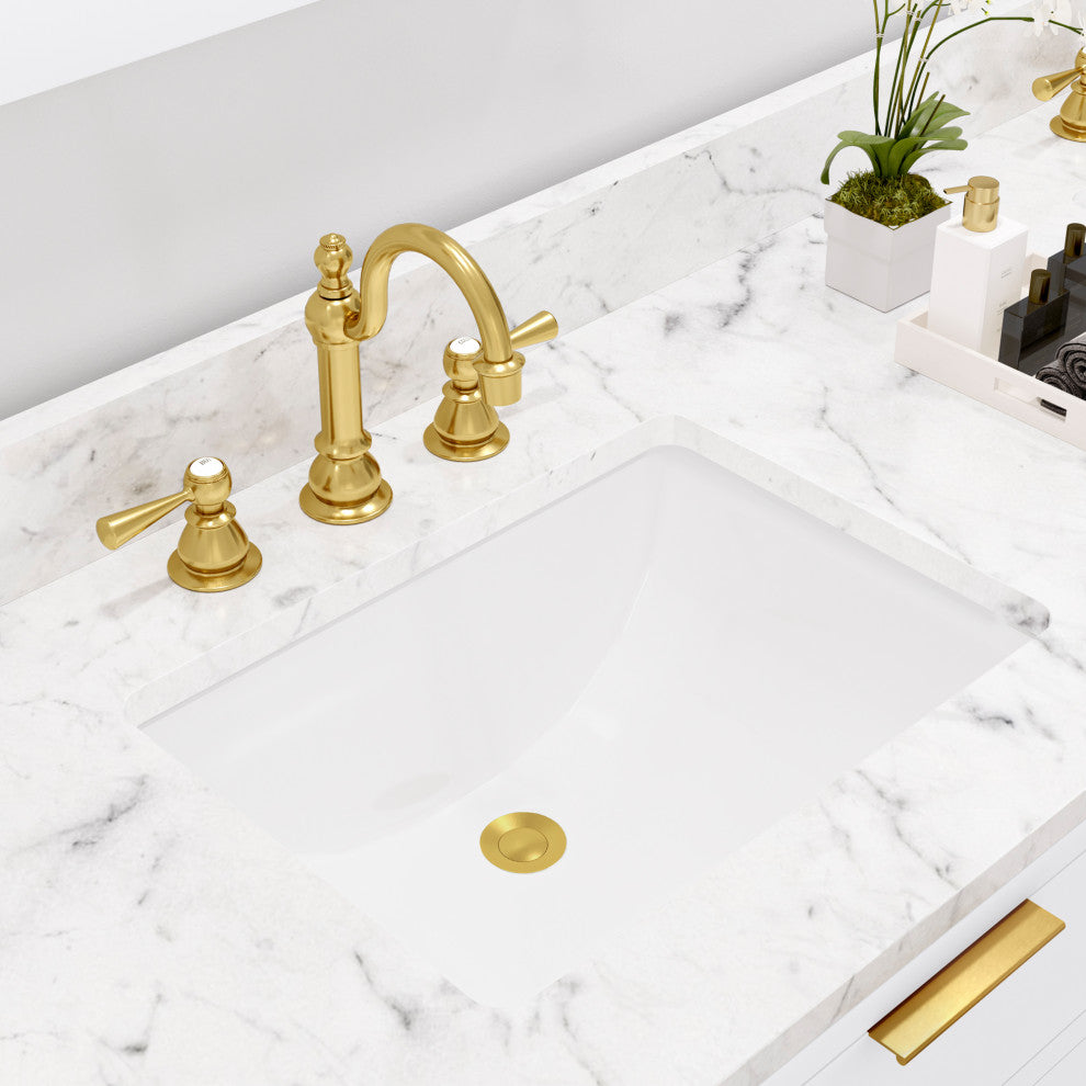 Bristol 72" Marble Countertop Vanity, White With Hook Faucet
