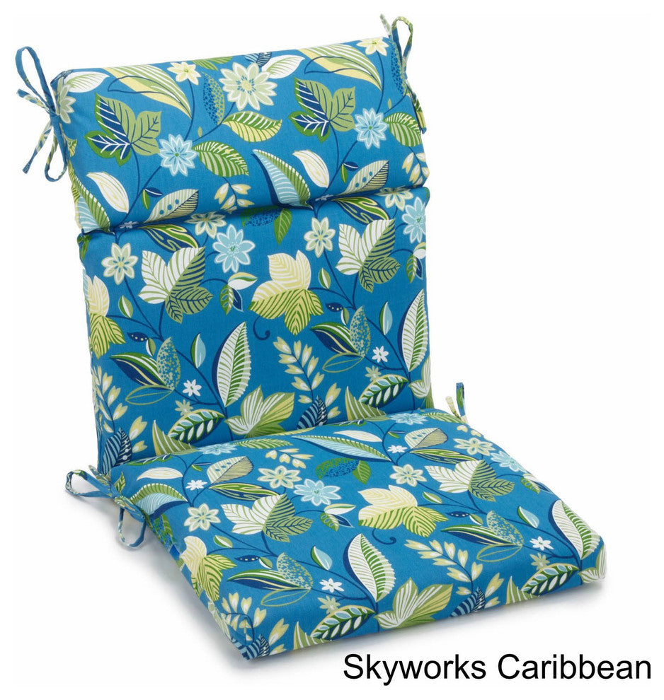 22"x45" Outdoor Squared Seat/Back Chair Cushion, Skyworks Caribbean