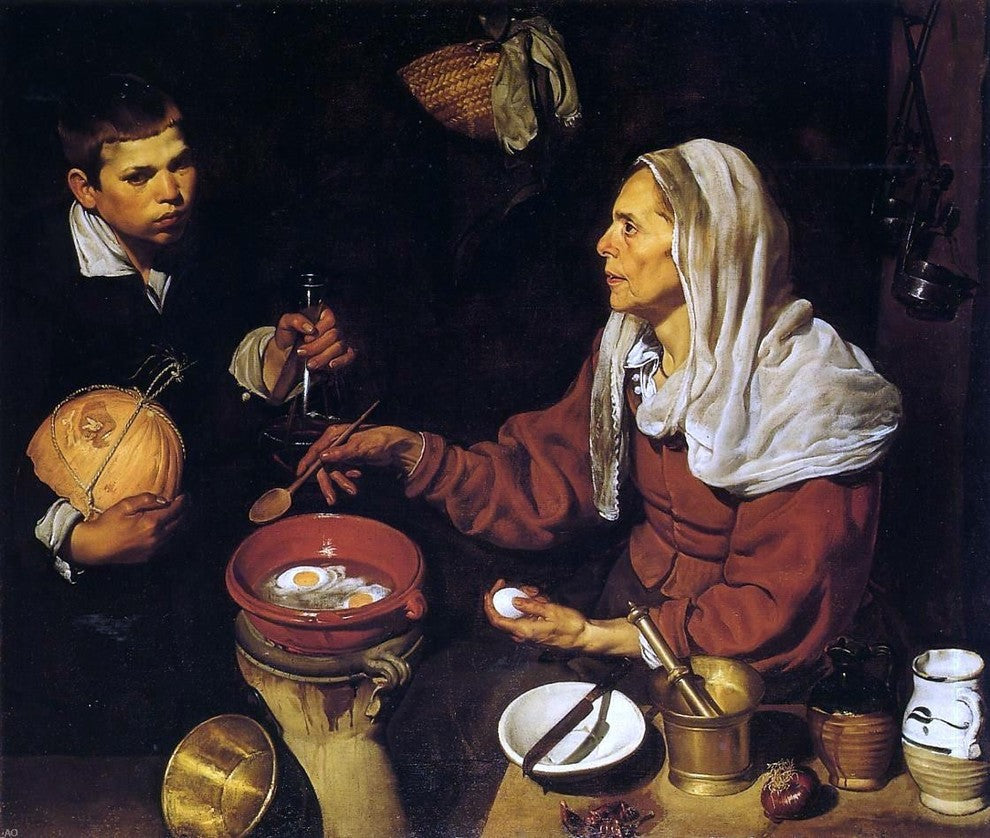 Diego Velazquez Old Woman Poaching Eggs, 20"x25" Gallery Wrapped Canvas Print